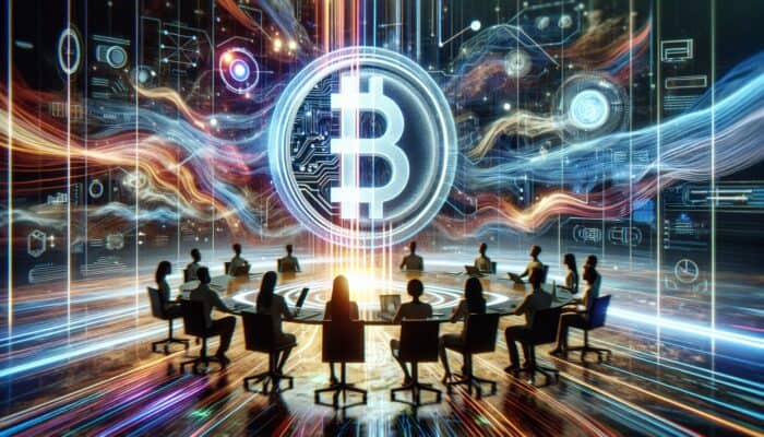 Futuristic digital landscape with Google logo, strategists analyzing algorithm updates.