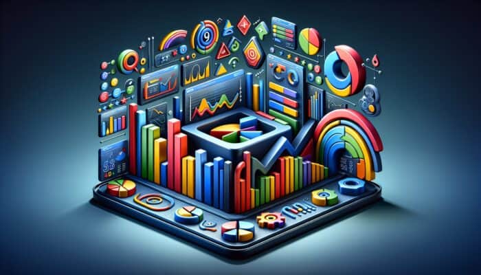 How to Set Up Google Analytics for SEO Tracking: A digital dashboard with graphs and charts showing website traffic and user engagement, featuring the Google Analytics logo.